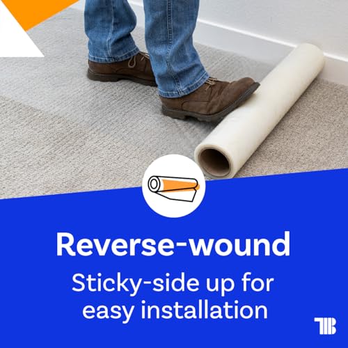 TapeManBlue Carpet Protection Film 36" x 200' roll, Self Adhesive Plastic Carpet Protector Film with Clean Removal & Easy Unwind, Durable Protection Tape to Shield Your Surface from Dirt and Spills - size: 36" x 200' (1 roll)