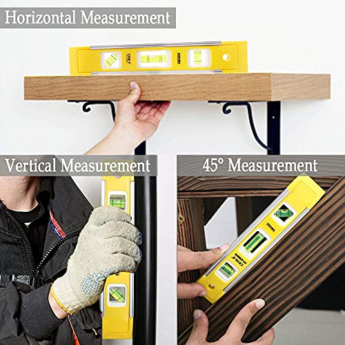 DOWELL 9 Inch Magnetic Spirit Level, Leveler Tool, 1-Pack, Yellow - color: 1pcs-yellow