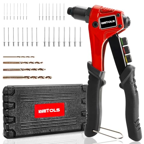 WETOLS Pop Rivet Gun Kit with 200 Blind Rivets,Upgraded Pop Rivet Tool Kit - size: Regular Rivet Gun
