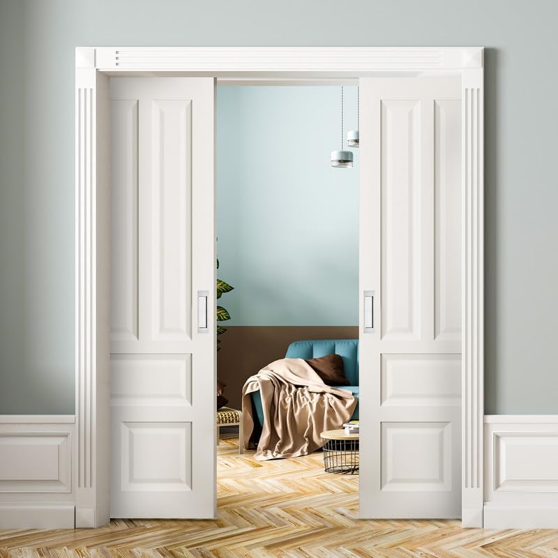 Ravinte 4 Pack Brushed Nickel Sliding Closet Door Handles, 8in Length - color: Brushed Nickel, size: 202mm