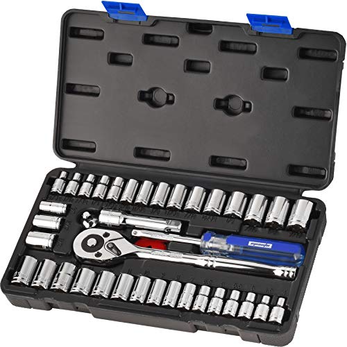 EPAuto 40 Pieces 1/4-Inch & 3/8-Inch Drive Socket Set, 72 Tooth Ratchet - color: Compact 40 Pcs