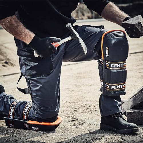 FENTO MAX | Extra Long Knee Pads for Men | Heavy duty Knee Protection with Adjustable Straps | Comfortable Knee Pads for Flooring, Constructions Works, Roofing, and Landscaping
