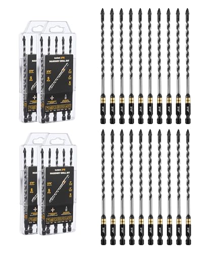 toolant 3/16" Serrated Eccentric Masonry Drill Bits, 20-Piece Set - size: 3/16"(20pcs)