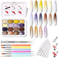 Glitter Pat Gel Nail Polish Palette, 16 Colors Blending Ombre Gel Polish Patting Gradient Painting Nails Art, No Wipe, UV/LED Cured, Aurora Chrome Holographic (Set 04) - color: 16 Colors K