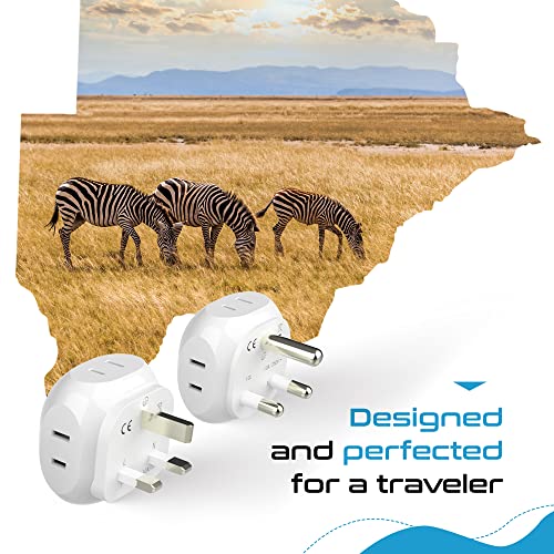 Ceptics South Africa Travel Plug Adapter Set - 4 Input - Ultra Compact - Light Weight - Type M and Type G - USA to Any Type M Countries Such as Botswana, Namibia - 4 Pack (PT-7-10L-4PK),White - size: 4 Pack, style: Type G, M - South Africa set