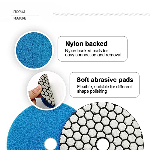 SHDIATOOL 4Inch Dry Diamond Polishing Pads 7PCS 800 Grit for Granite Marble - style: Grit 800