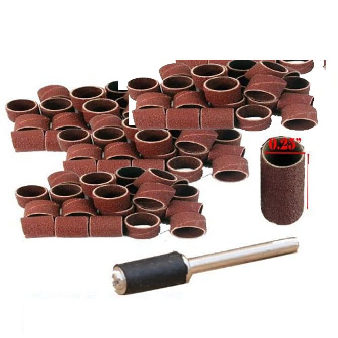 110 + 1 Pc Assorted Rotary Tool Sanding Drum 1/4" X 1/2" 60 , 120 , 240 Grits Rotary Tool Suit for Dremel 430 431 438 3000 4000 8220-2/28 395 7700-1/15 4000 3/34 Chicago Electric, Milwaukeen Nextec 1/8" Shank Hobby Clean Polish Fit Dremel 407 408