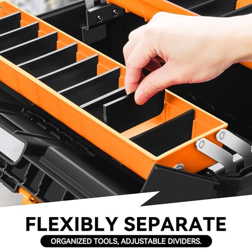 Auto Dynasty Foldable 2-layer Tool Box w/Non-Slip Handle Storage, Orange - color: Orange, size: 2-Layer