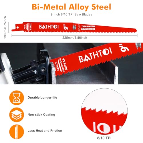 50 Pack 9 Inch 8/10 Tpi Reciprocating Saw Blades for Thick Metal Composite - size: 9 Inch 8/10TPI