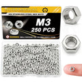 250Pcs M3 Stainless Steel Hex Nuts M3-0.5 Metric 304 A2-70 - size: Metric M3;250pcs