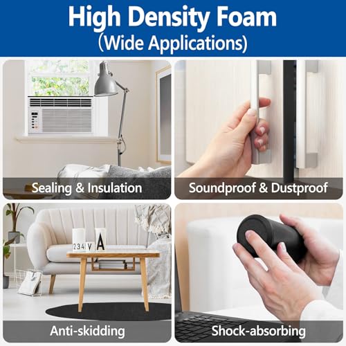 Self Adhesive Foam Tape Weatherstrip 1/2in x 1/4in x 52Ft High Density Foam Insulation Strips Foam Seal Weather Stripping with Strong Adhesive for Door and Window Sound Isolation Soundproofing - size: 1/2in x 1/4in x 52Ft