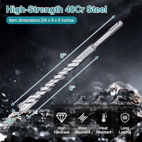 3/4 Inch x 8 Inch SDS Plus Rotary Hammer Drill Bit - size: 3/4", style: 8 Inch