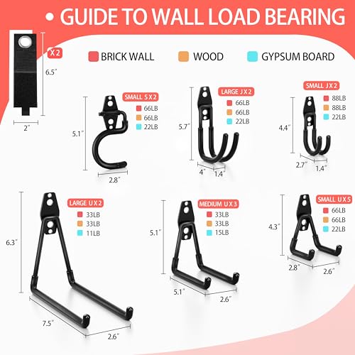 18 Pack Garage Hooks Heavy Duty - Anti-Slip Coating - color: Black, size: 18pack