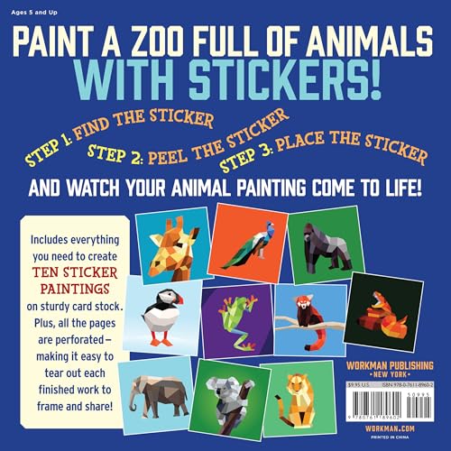 Paint by Sticker Kids (Official): Zoo Animals: Create 10 Pictures One Sticker at a Time!