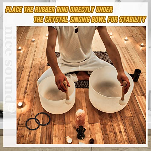 Nuanchu 4 Pcs Rubber Singing Bowl Mallets with O Rings, Wood Handle