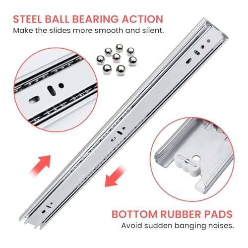 homdiy Side Mount Drawer Slides 22 Inch 1 Pair Heavy Duty 100 LB Capacity - size: 22 Inch