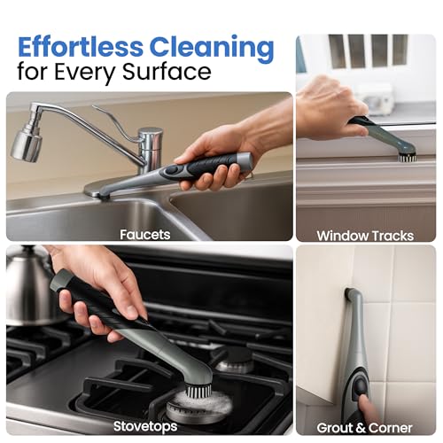 BEEST GroutCare 10000 Electric Spin Scrubber - Bathroom Cleaning Brush w/ 2 Replaceable Heads, IPX6 Waterproof - Cordless Electric Cleaning Brush Scrubber for Bathtub, Shower, Grout, Tile, Kitchen