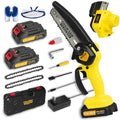 Mini Chainsaw - 6 Inch Battery Chainsaw with Power Display, 2 Batteries Included, Garden Tool for Tree Branch Trimming & Wood Cutting, Ideal Holiday Gifts for Men, Fathers & Gardening Enthusiasts - color: Yellow03