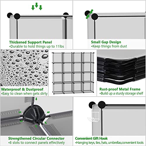 C&AHOME 16 Cube Storage Organizer Cube Shelves Units Storage Cubes, Grey - color: Grey