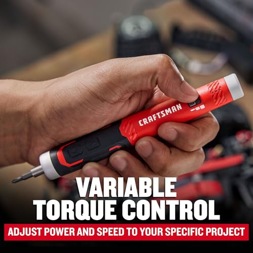 CRAFTSMAN Electric Screwdriver Cordless 25 Piece Kit, 4V Precision Screwdriver Set Rechargeable Power, USB Compatible, Includes Bit Set Storage, Charging Base, LED Light (CMHT66720)