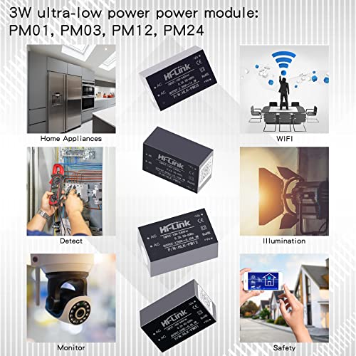 AC-DC Isolated Power Module Smart Home Switching Power Module Mini Buck Power Module 220v to 12v HLK-PM12 DC Power Module AC DC Converter 220V to 12V (3PCS) - style: HLK-PM12