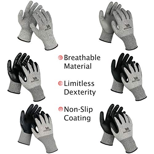 ACKTRA Level 5 Cut Resistant Safety WORK GLOVES, 12 pairs - size: Medium (Pack of 12), style: Nitrile Coating