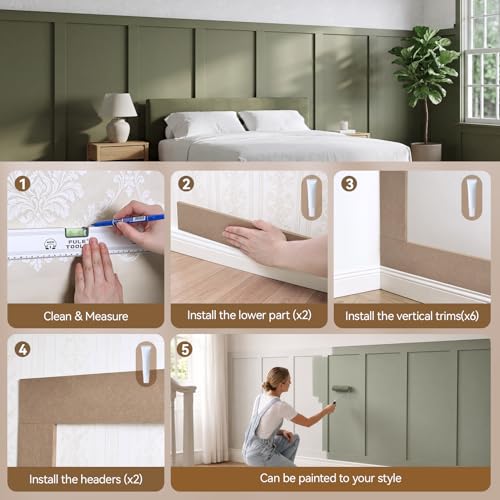 INMOZATA Premade Board and Batten Wall Panel Kit, Wainscoting Panels