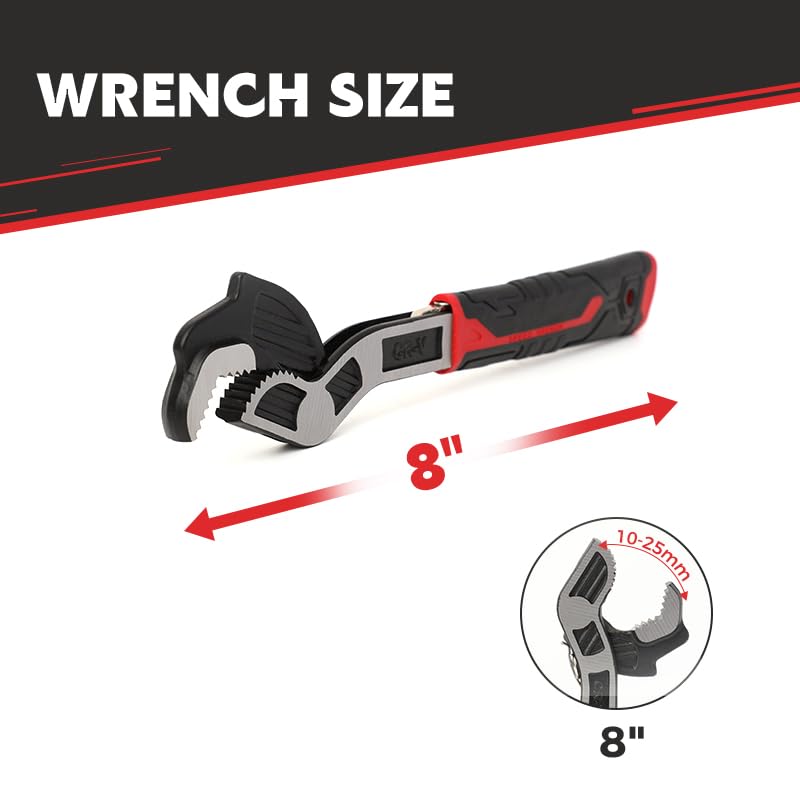 Multifunctional Adjustable Wrench, Automatic Size Adjustment Self-locking Wrench, 15-25mm Spring QuickWrench, Suitable for Pipeline Maintenance, Can Replace RatchetWrench, Pipe Clamp, etc. - size: 1-Piece Set (8 inch)