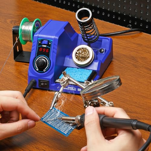 WEP 926LED V3 Soldering Station 130W MAX Soldering Iron Kit with Solder Wire, 5 Soldering Tips, Tweezers, Solder Sucker, Tip Cleaner, Temperature Control, Sleep Mode, C-F Conversion