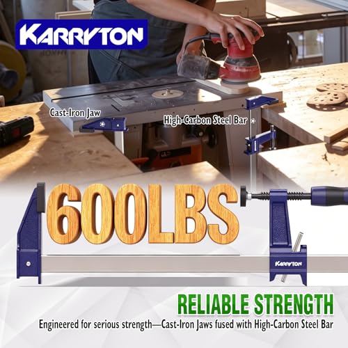 6PCS Steel Bar Clamps Set, 4-Pack 6-Inch & 2-Pack 12-Inch Quick-Adjust F-Clamps with 2-1/2" Throat Depth, 600LBS Load Wood Clamps for Woodworking, Metalworking, and DIY Projects - size: 6-IN & 12-IN