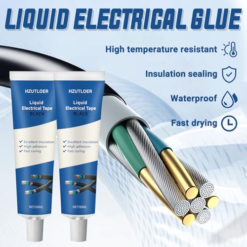 3.38 OZ (100Ml) Liquid Electrical Tape, 2PCS 50ML Insulating Electrical Tape Glue, Waterproof, Fast Drying, High Temperature Resistant - color: Black