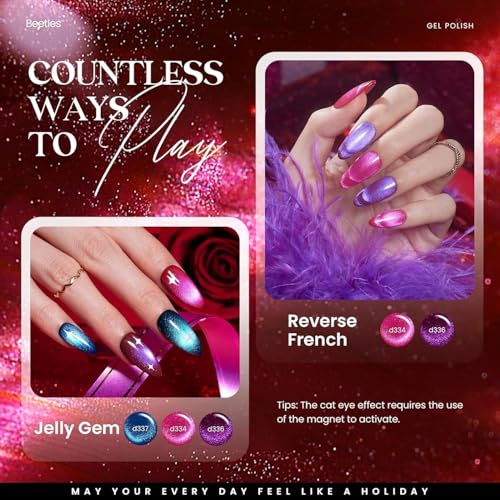 Beetles Cat Eye Gel Nail Polish Set, 20 Colors Fall Glitter Gel - color: Gemstone Party - 20 Colors