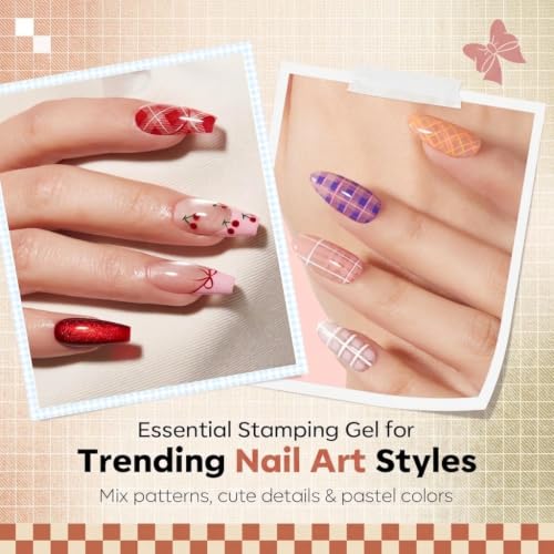 modelones 16Pcs Nail Stamping Kit French Tip Stamper Plaid Nail Stamp Plate - color: A A A1 Classic Plaid Elegance