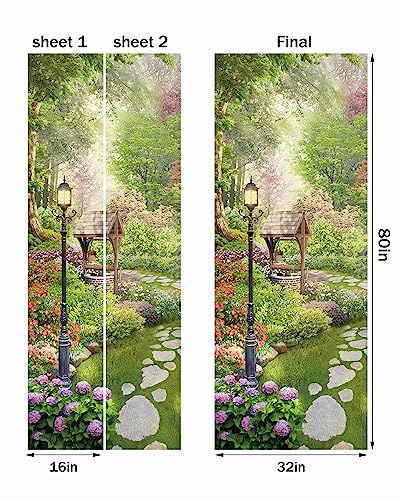 FLFK Door Mural Sticker - Scenic,Peel and Stick,Combined Size 32"x80",Split into 2 Pieces - color: Mt4782, size: 32"x80"