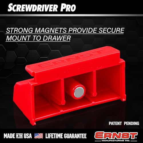 Ernst Manufacturing Screwdriver Pro - Modular Screwdriver Organizer for 13 Tools with Magnetic Base, Red - Made in the USA