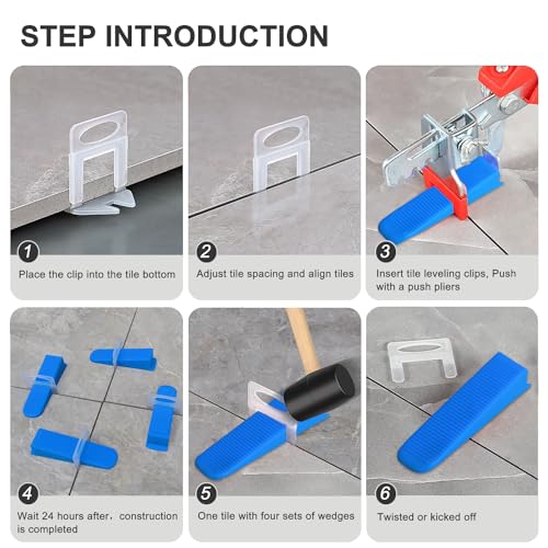 Tile Leveling System 1/16" Spacers Tile Leveler clips 2000pcs DIY Tile Leveling Spacers Tile Leveling System for Professional Ceramic and Stone Installation - size: 1/16" 2000pcs tile leveling system