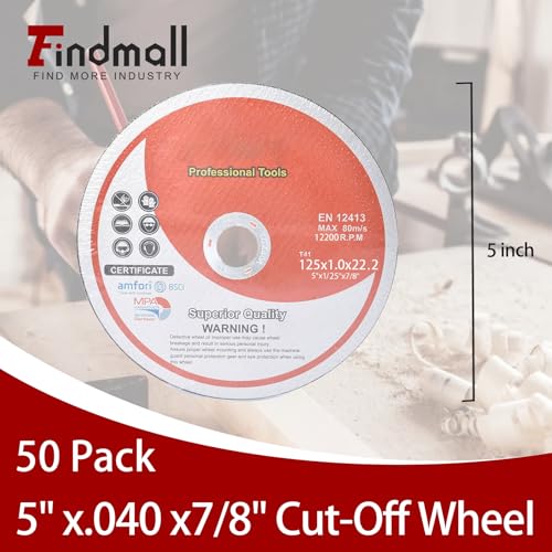 50 Pack 5"x.040"x7/8" Cut-Off Wheel - Metal & Stainless Steel Cutting Discs - size: 50pcs 5"*0.040"*7/8"
