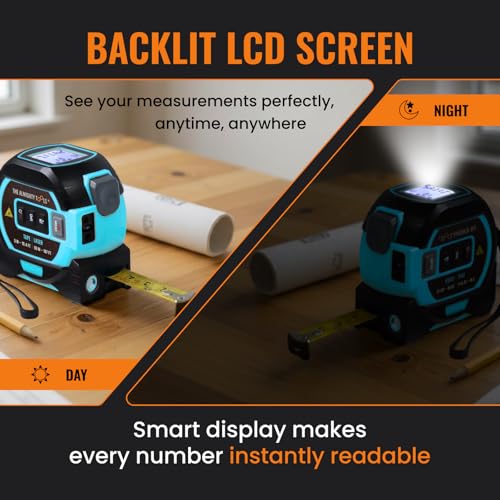 The Almighty Ruler Laser Tape Measure | Smart Range Finder | 196ft/ 60m - color: Blue, style: 60m