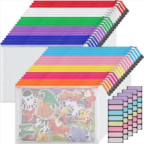 JARLINK A4 Mesh Zipper Pouch Bags, 36 Pcs Waterproof Zipper Pouch Bags - style: 36pcs