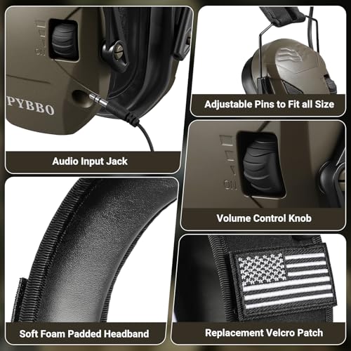 Electronic Shooting Ear Protection w/Gel Pads, 23dB NRR Active Noise Reduction & 3X Amplification Headset for Shooters - color: Fde