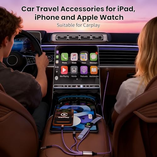 Dual Type-C 4 in 2 Multi Charging Cable for iWatch Charger Multiple Devices - color: Lilac, size: 2Pack5FT