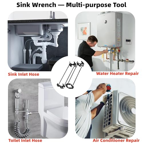 Basin Wrench Faucet Tool - 360° Rotation Steel Plumbing Wrench - Multifunctional Sink Wrench with Anti-Slip Labor-Saving Design for DIY Homeowners, Plumbers & Maintenance