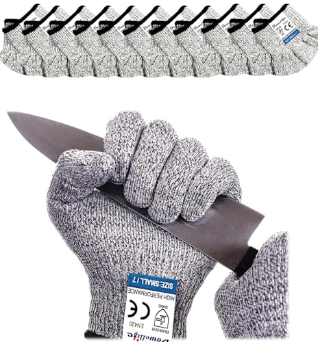 Dowellife Cut Resistant Gloves Food Grade Level 5 Protection, Safety Kitchen Cuts Gloves for Oyster Shucking, Fish Fillet Processing, Mandolin Slicing, Meat Cutting and Wood Carving (X-Large-12 Pairs) - size: X-Large (Pack of 12), style: Original