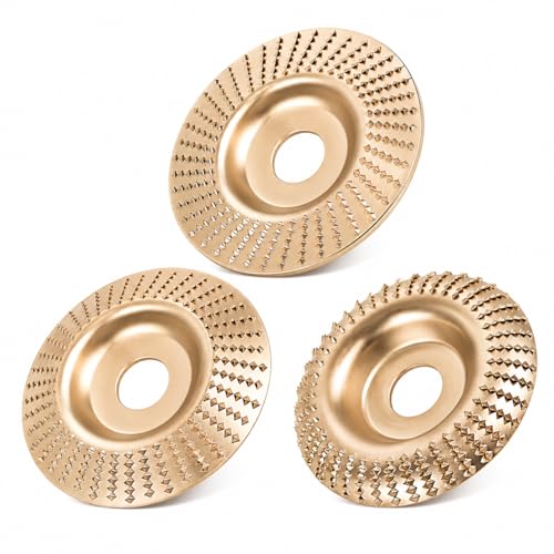 Angle Grinder Polishing Pad, 2026 Tungsten Carbide Wheel Set with Upper Clamping Plates, Tungsten Carbide Grinding Wheel Wood Carving for Cutting, Shaping, Sanding (Gold)