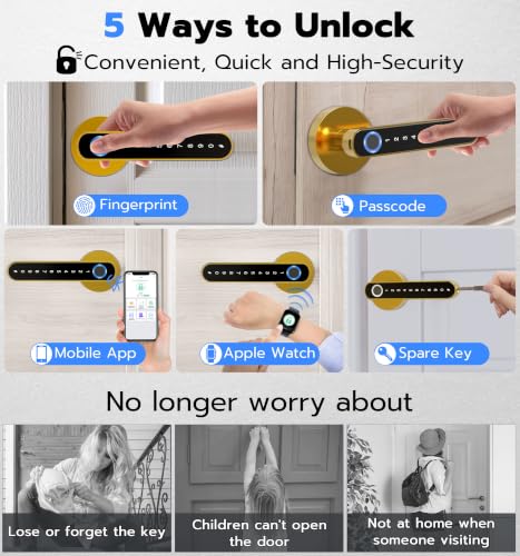Anweller Fingerprint Door Handle Lock, Smart Keyless Entry with App