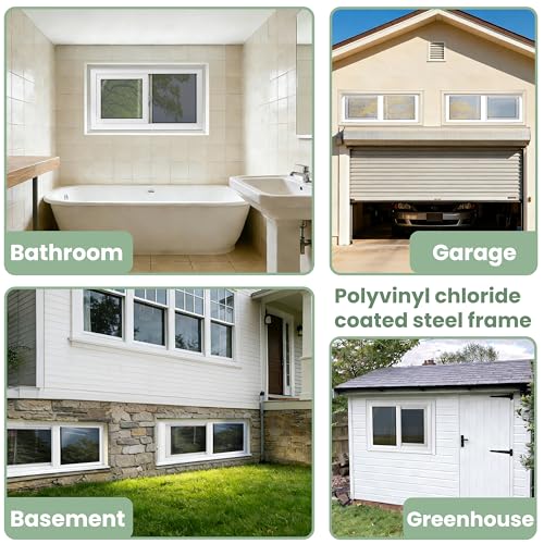 Vinyl Basement Window, Bathroom Sliding Window 32" x 22" White | Double Pane Insulated Tempered Glass and Fiberglass Screen for Basement, Bathroom, Shed - size: 32x22 IN