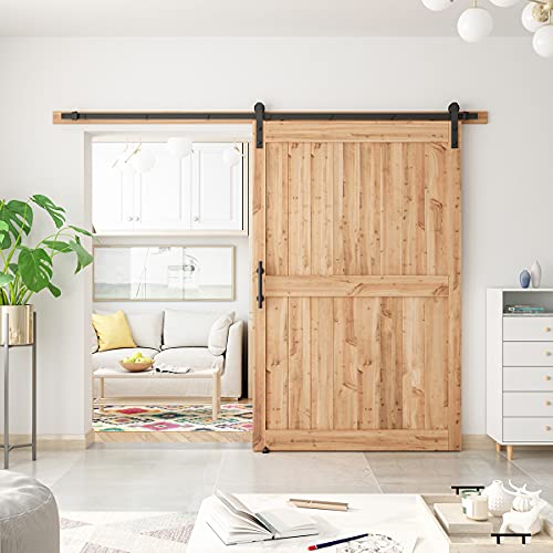 SMARTSTANDARD 9 FT Heavy Duty Sturdy Sliding Barn Door Hardware Kit, Black - size: 9 Feet
