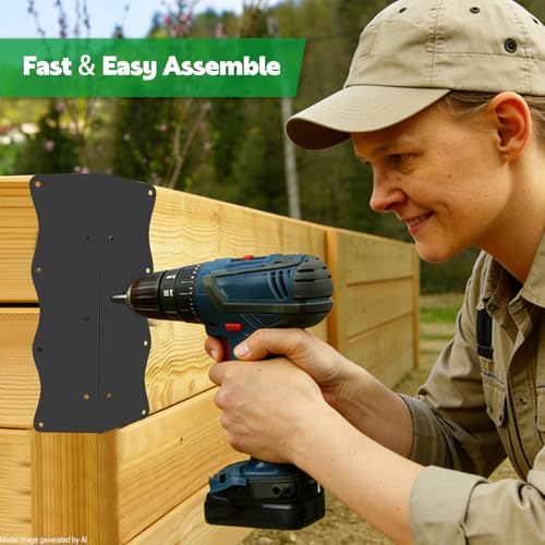 8 Pcs Metal Raised Garden Bed Corner Brackets L-Shape (11"x3"x3"), Black - color: Black