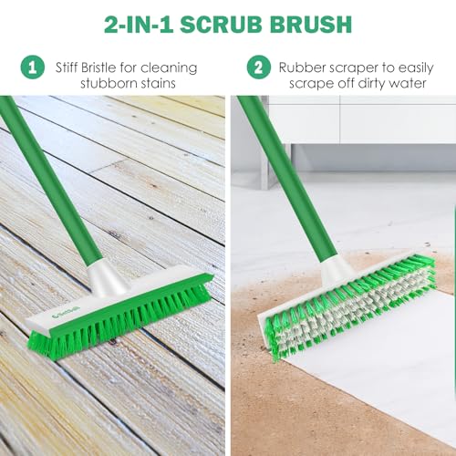 SetSail Floor Scrub Brush with 51-Inch Long Adjustable Handle Brush, Green - color: Green, size: 10in