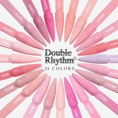 Double Rhythm 28Pcs 0.5Oz Gel Nail Polish Set Same Color Same Bottle Gel Polish Kit Nail Art Manicure Salon DIY at Home for Women (Neutral Skin Pink Nude Collection-T24-12) - color: Neutral Skin Pink Nude